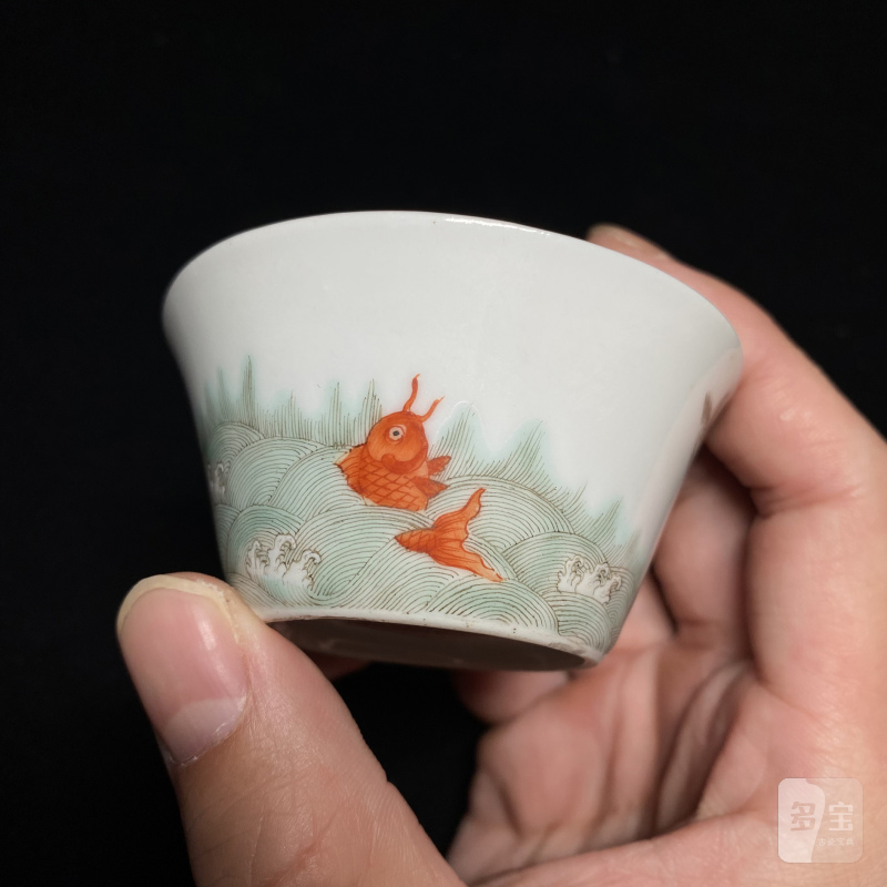 清道光 粉彩金玉满堂纹杯（一对） - 图10